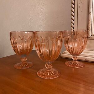 Anchor Hocking Colonial Pink Depression Glass Footed Tumblers